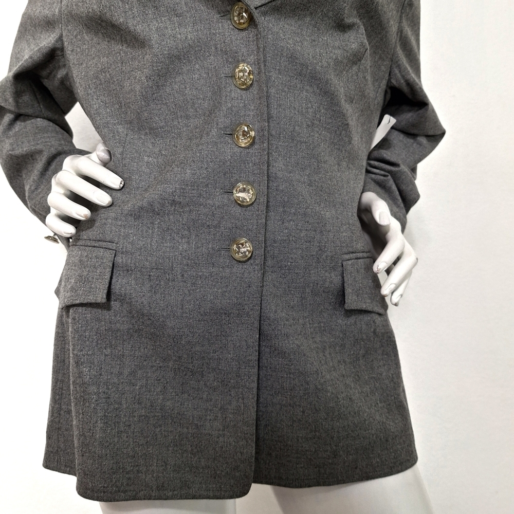 Escada Gray Wool Blend Five Button Front Preppy C… - image 3